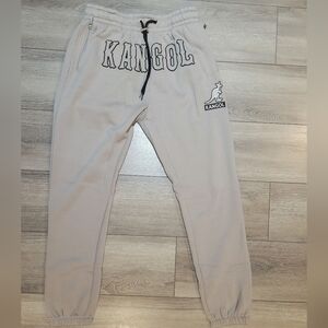 Kangol Large Mens Beige Paisley Brown NWT Spellout Boxed Out Pattern Sweat Pants